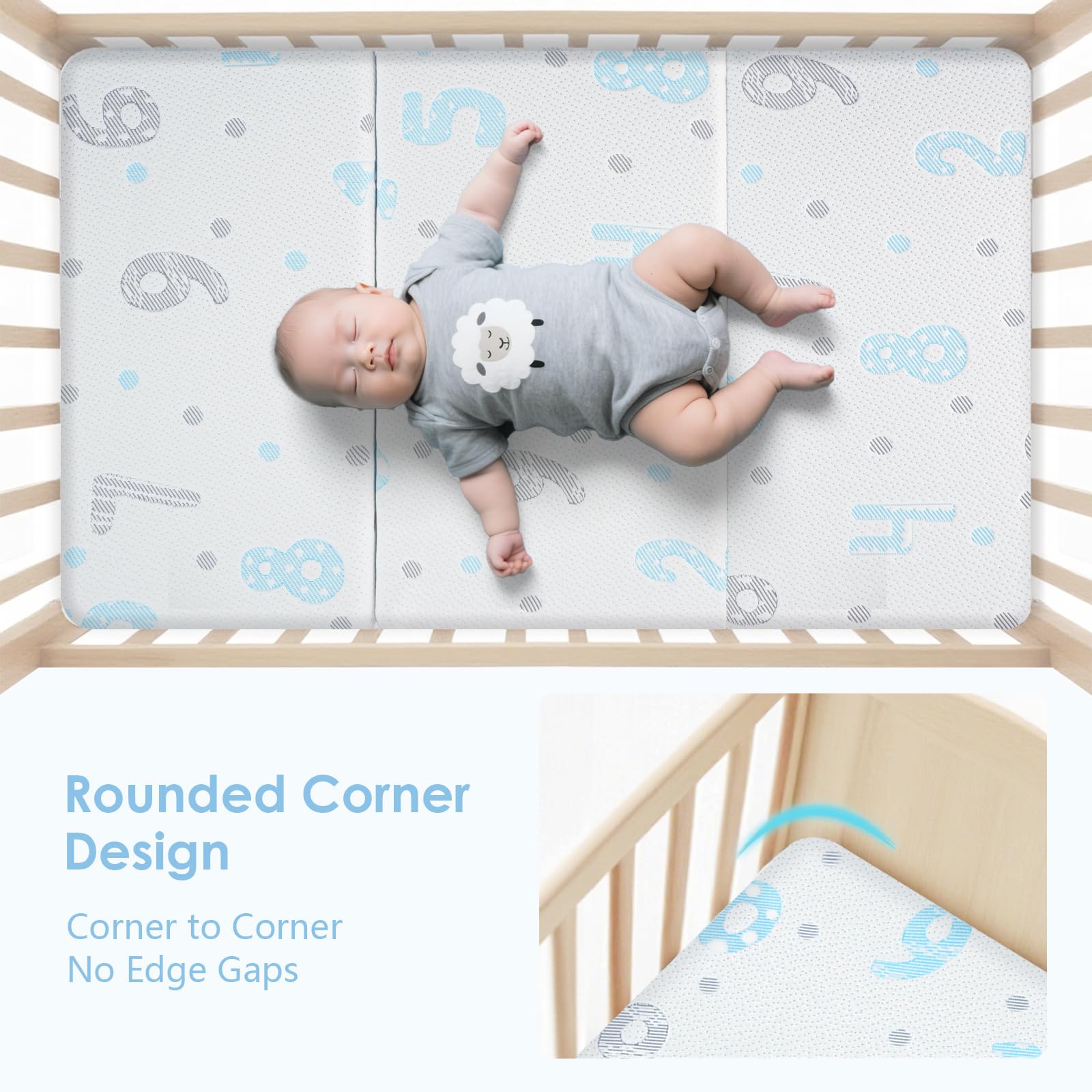 voomf Pack N Play mattress rounded corners fit 38x26 playpens