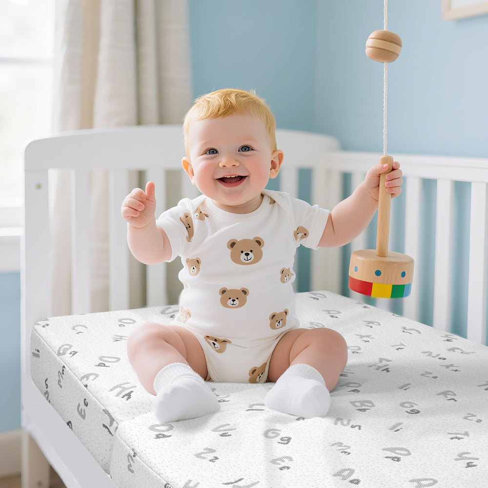 voomf trifold pack and play mattress dual sided design for infant and toddler comfort