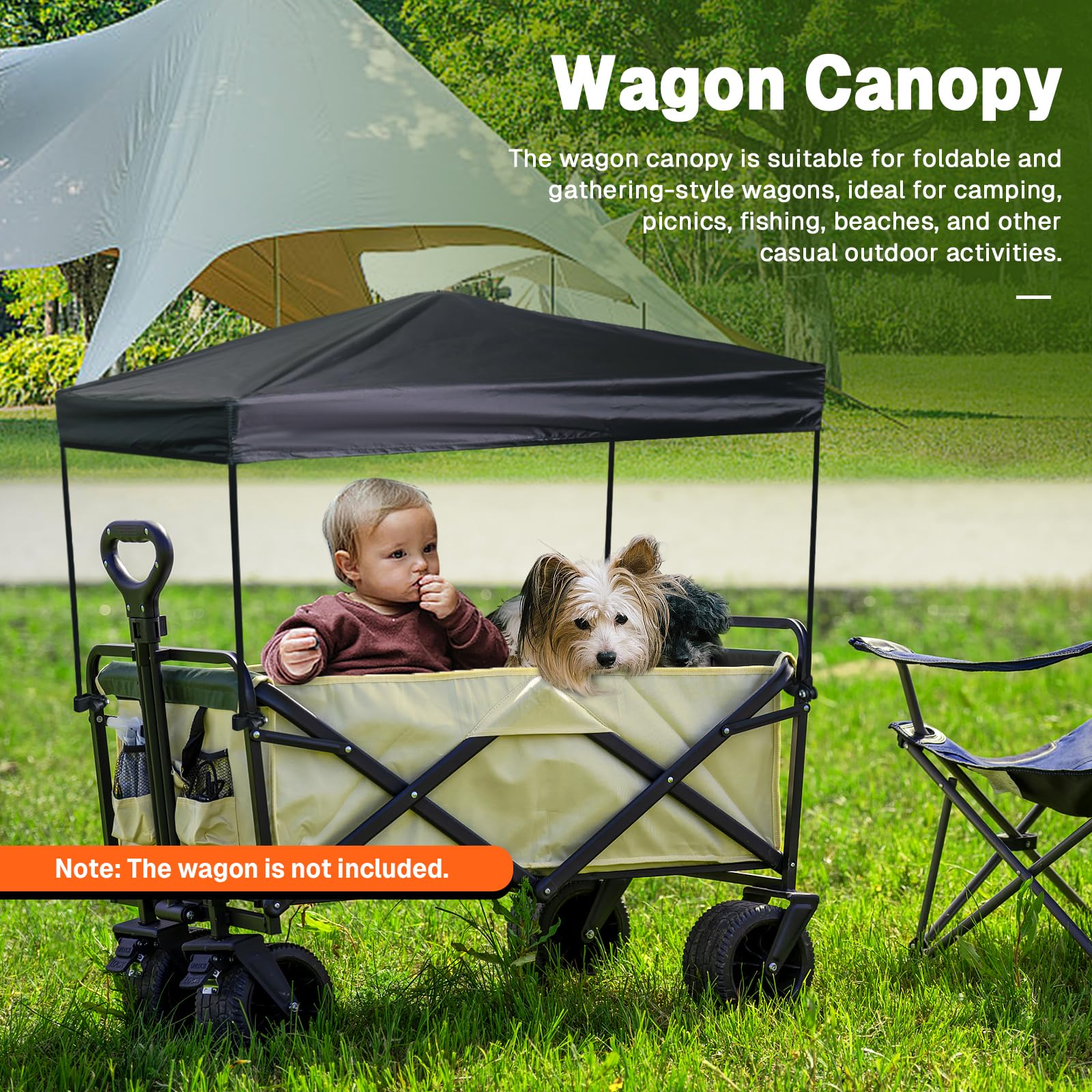 VOONKE wagon canopy cover compatible with foldable and gathering wagons.