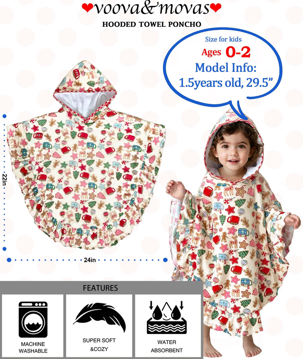 VOOVA & MOVAS soft cotton terry poncho dries gently after bath time.