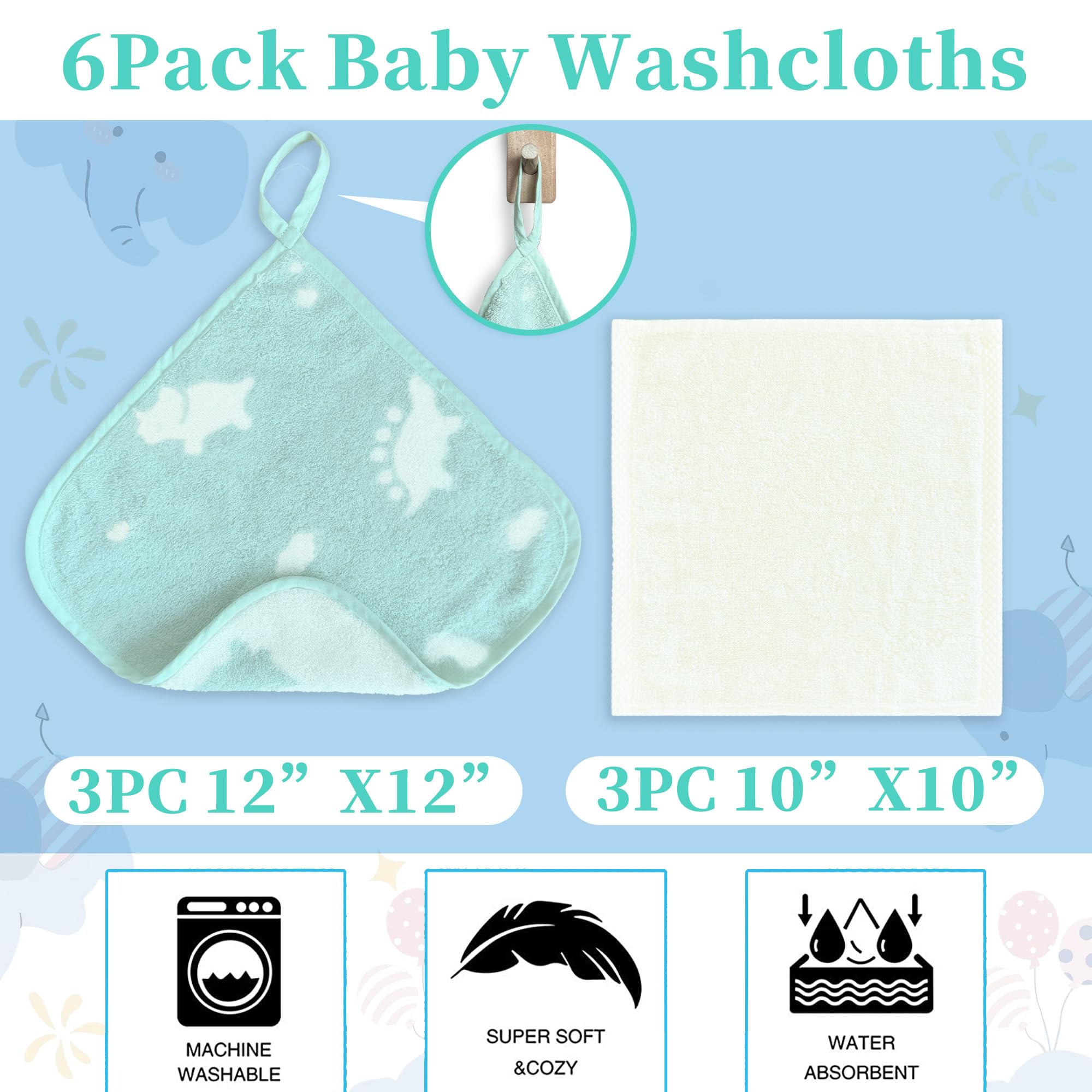 VOOVA & MOVAS 12x12 inch washcloth ready for bath time with newborns.