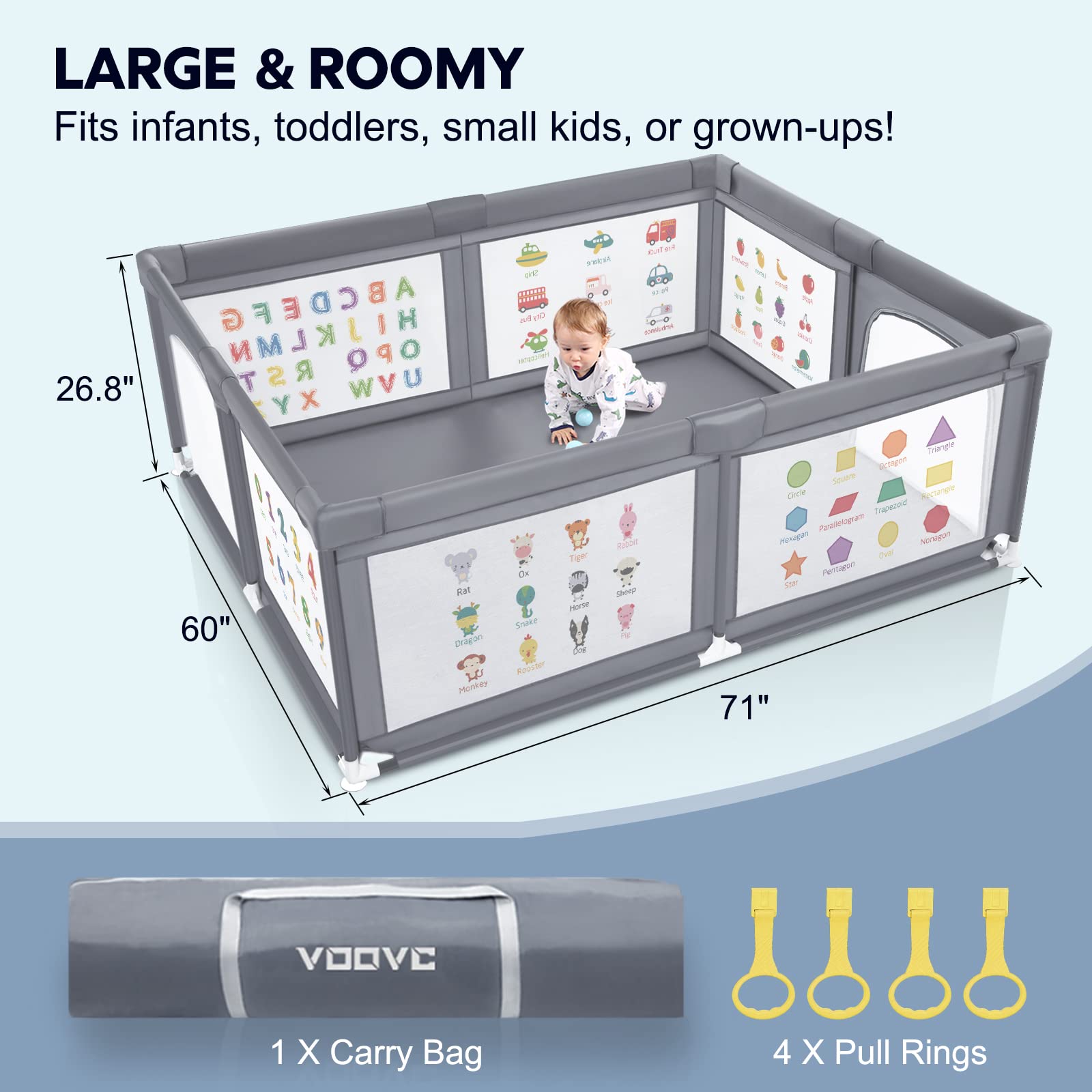 Voovc baby playpen safe space with roomy interior