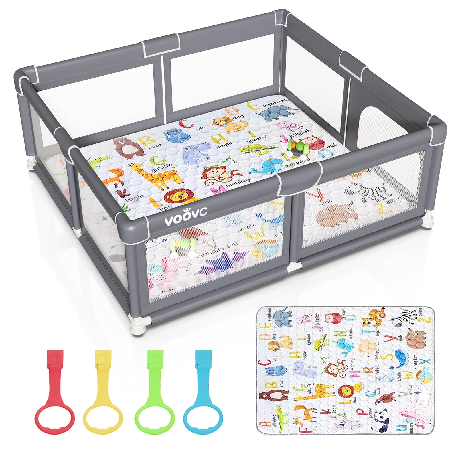 Voovc premium baby playpen assembled for a spacious safe play area.