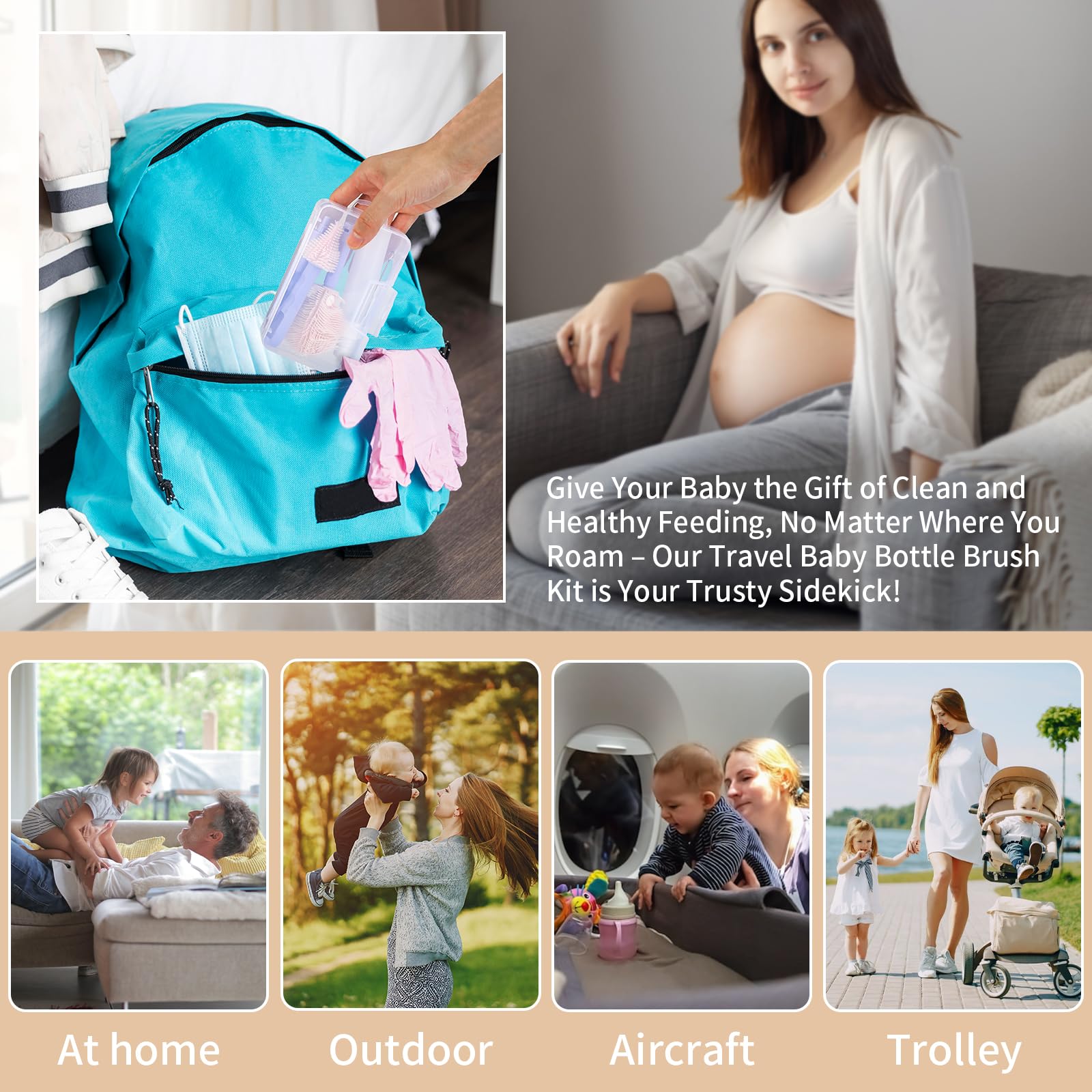 VOOWO compact kit fits diaper bag for on-the-go baby care.