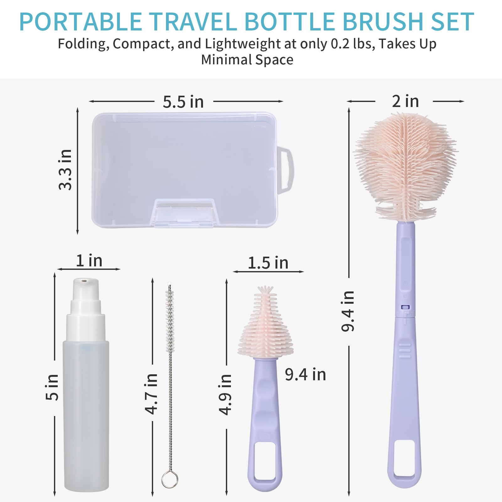 VOOWO silicone bottle brush cleans at every angle for deep reach.