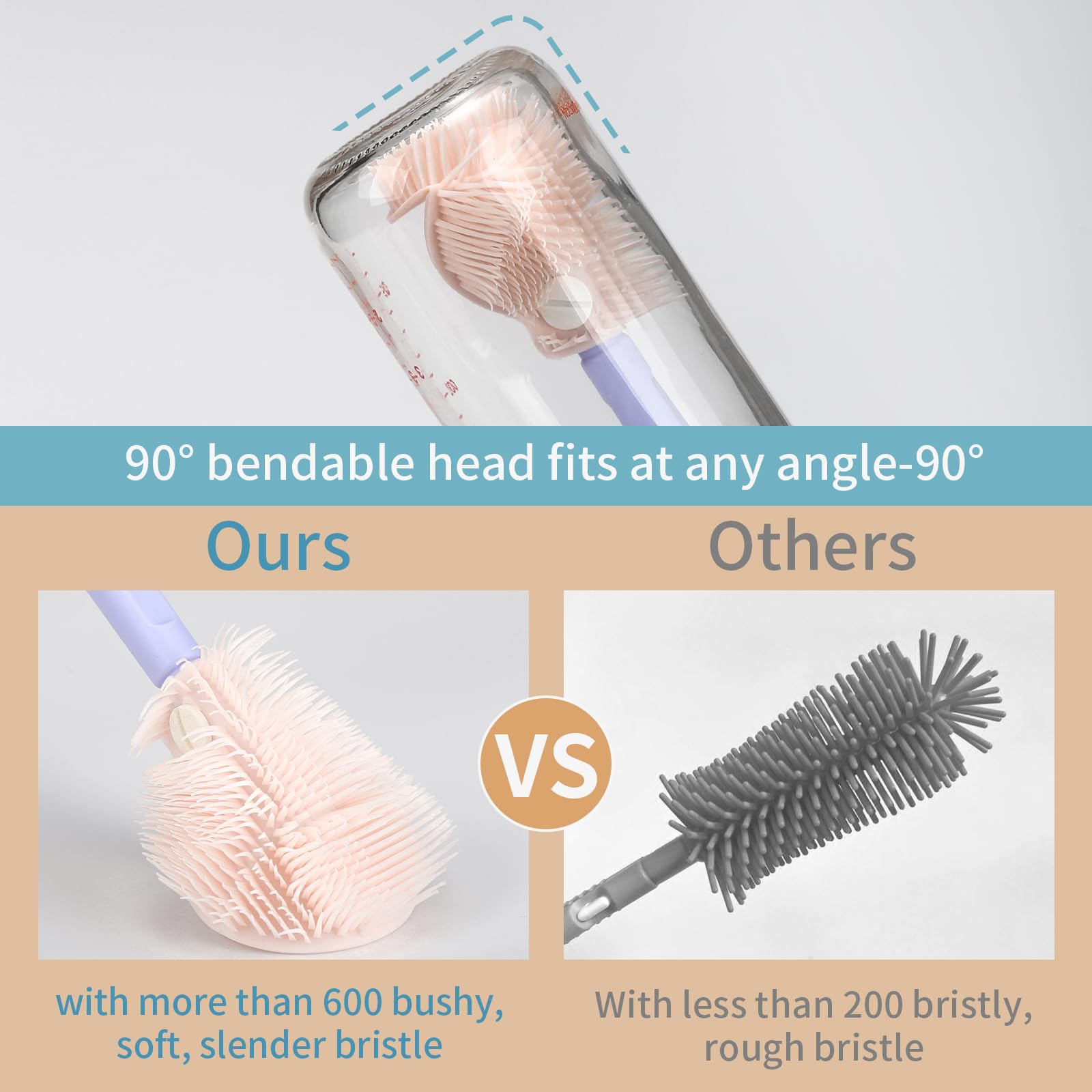 VOOWO straw cleaner with dense bristles cleans interior quickly.