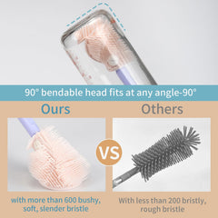 VOOWO straw cleaner with dense bristles cleans interior quickly.