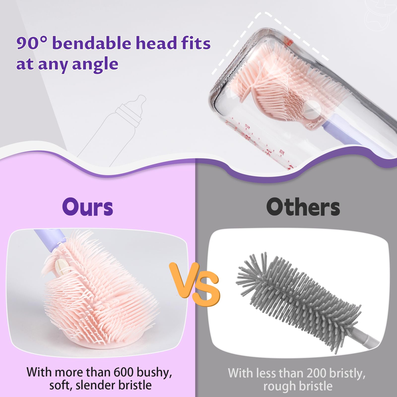 VOOWO straw cleaner with high density bristles for quick interior cleaning