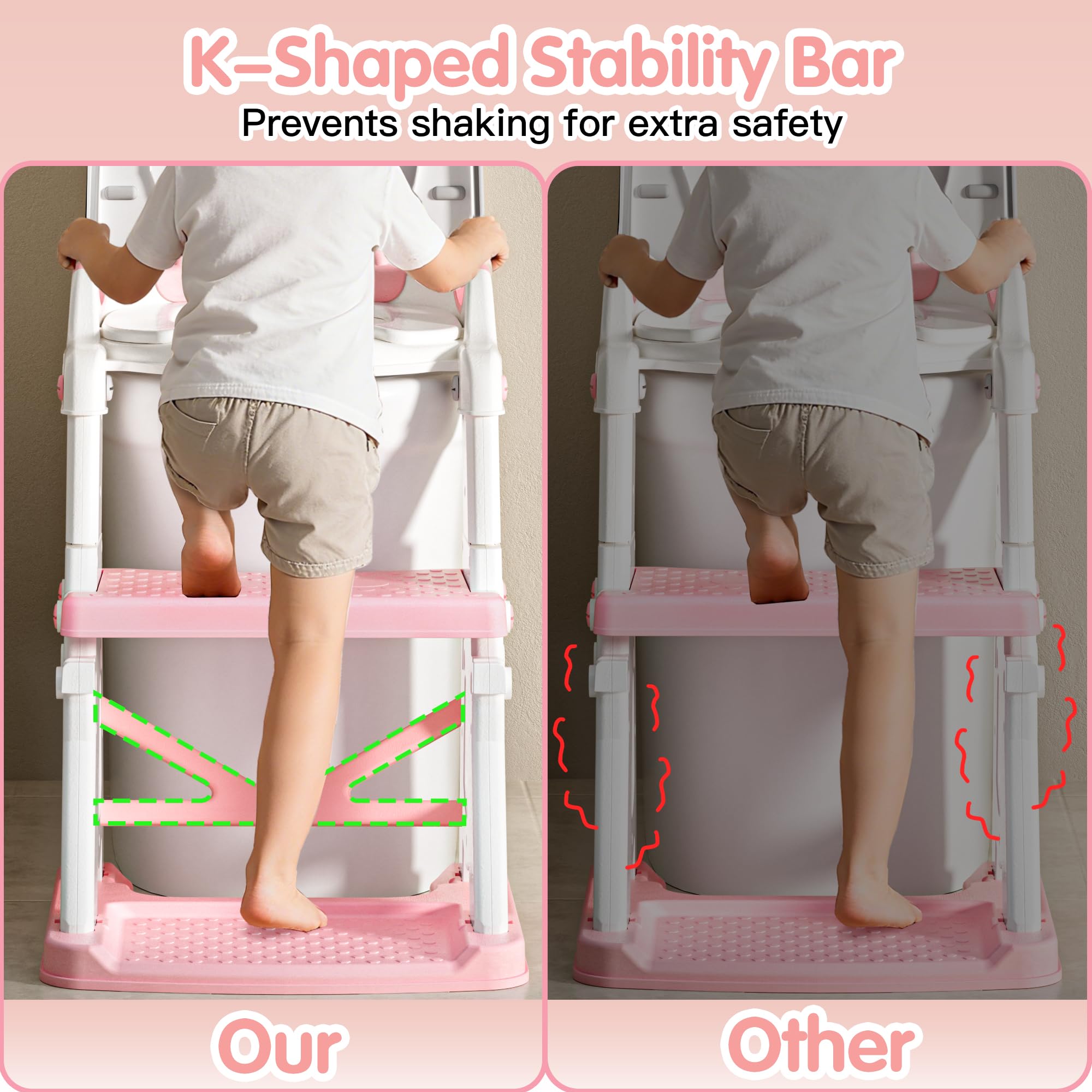 Vorykido potty seat adjustable height enables perfect fit for growing kids.