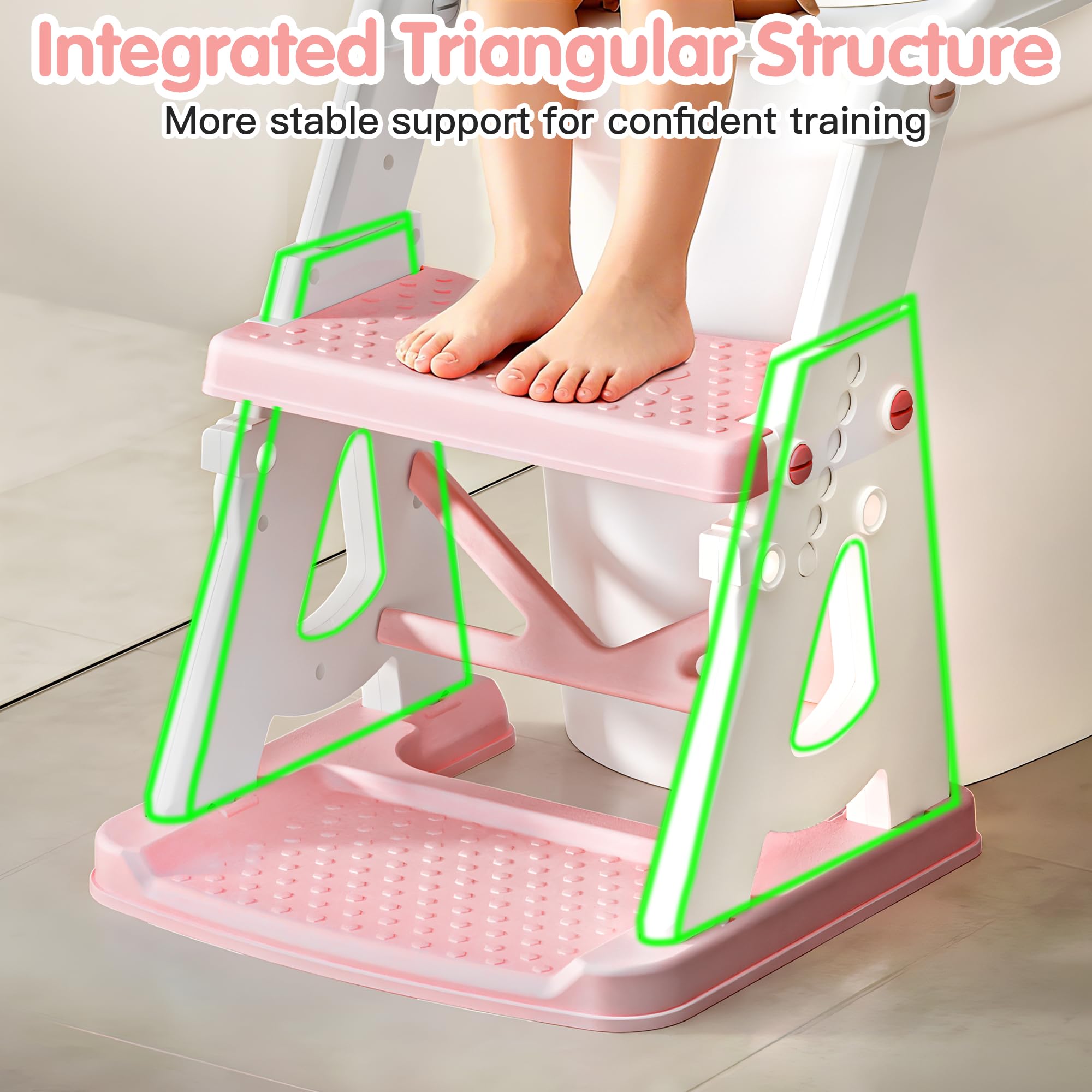 Vorykido potty seat step stool design aids independent reach to the sink.