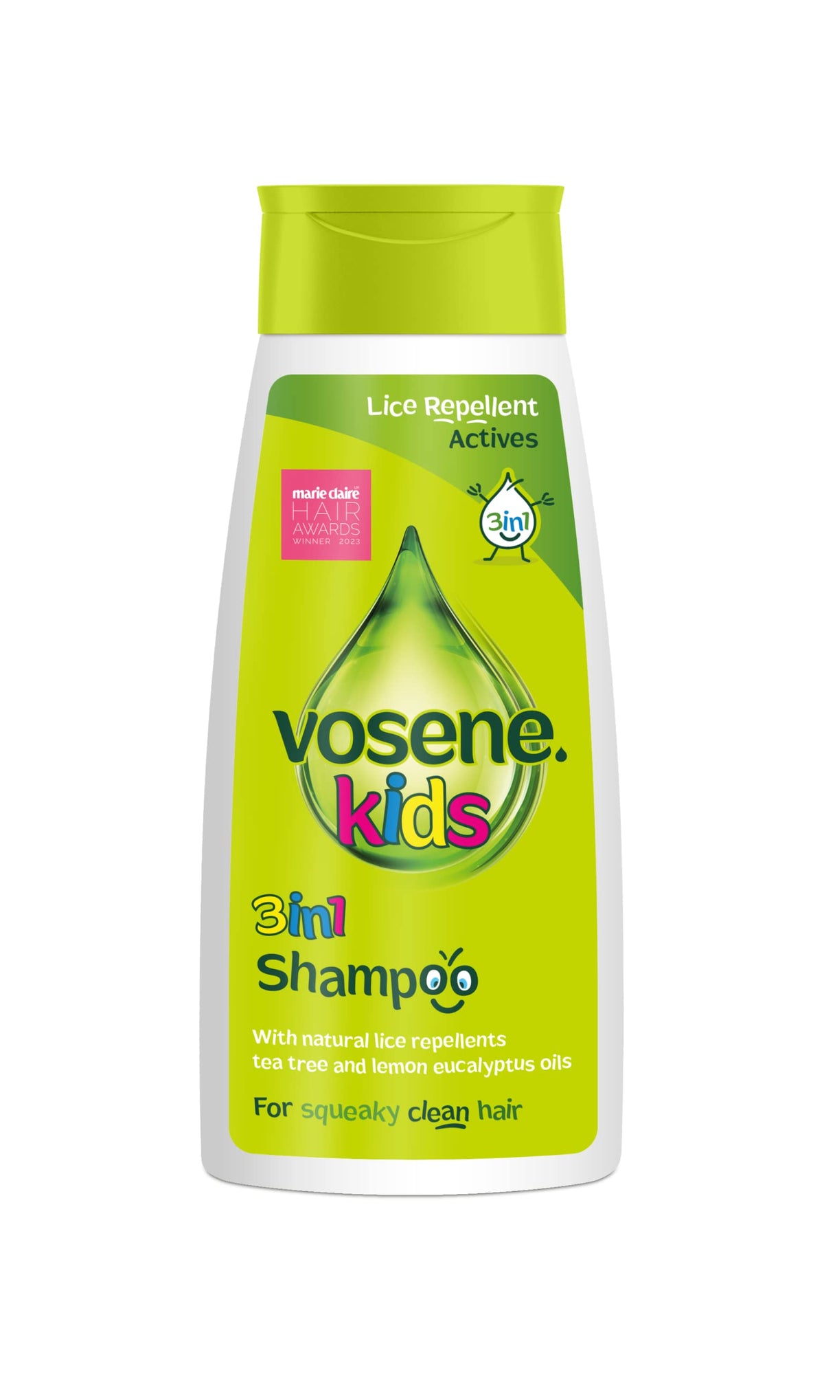 Vosene Kids 3In1 bottle on shelf, easy bath time option for kids.