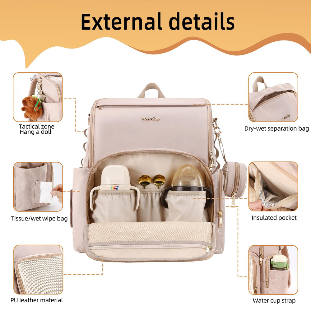 Vosmles diaper bag back pocket secures valuables during travel.