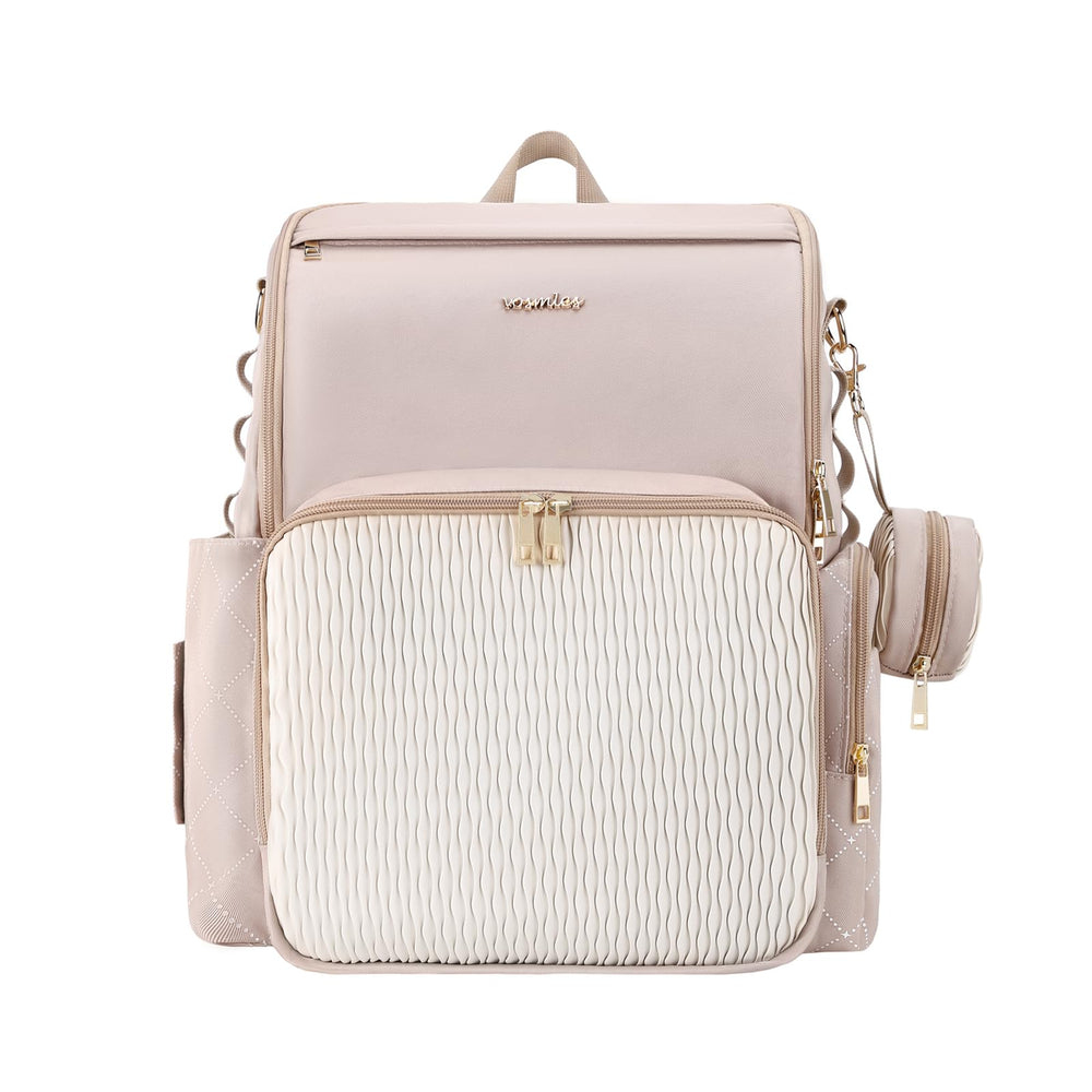 Vosmles patchwork diaper bag shown for stylish organization on the go.