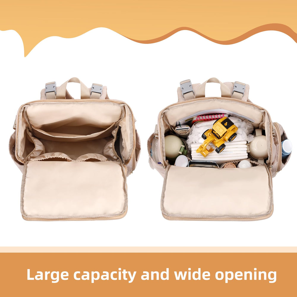Vosmles bag side pockets organize wipes and bottles quickly.