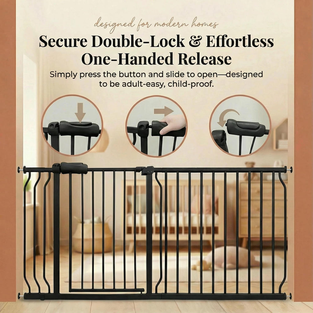 Vothco baby gate pressure mounted setup highlights tool-free installation