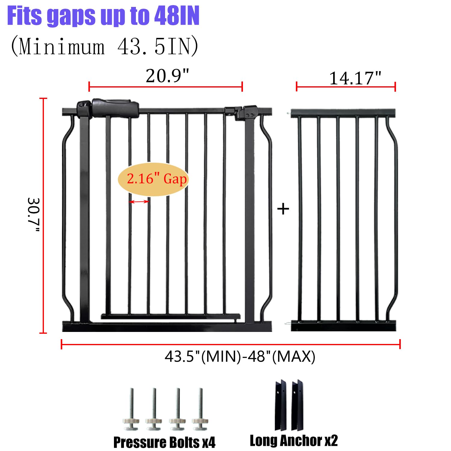 Vothco pressure-mounted gate protects walls while securing wide spaces.