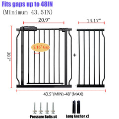 Vothco pressure-mounted gate protects walls while securing wide spaces.