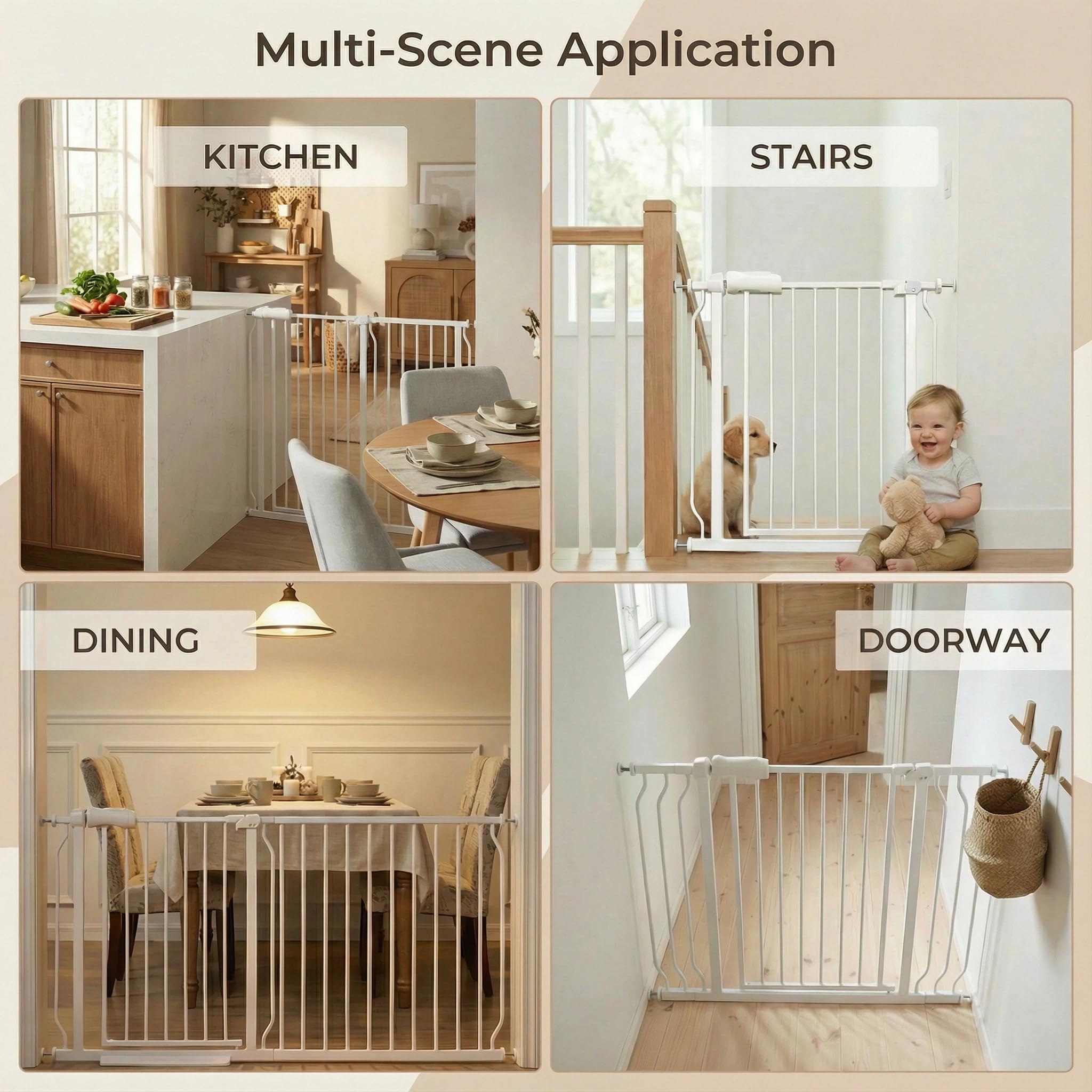 Vothco gate fits stairs, hallways, and doorways for versatile containment.