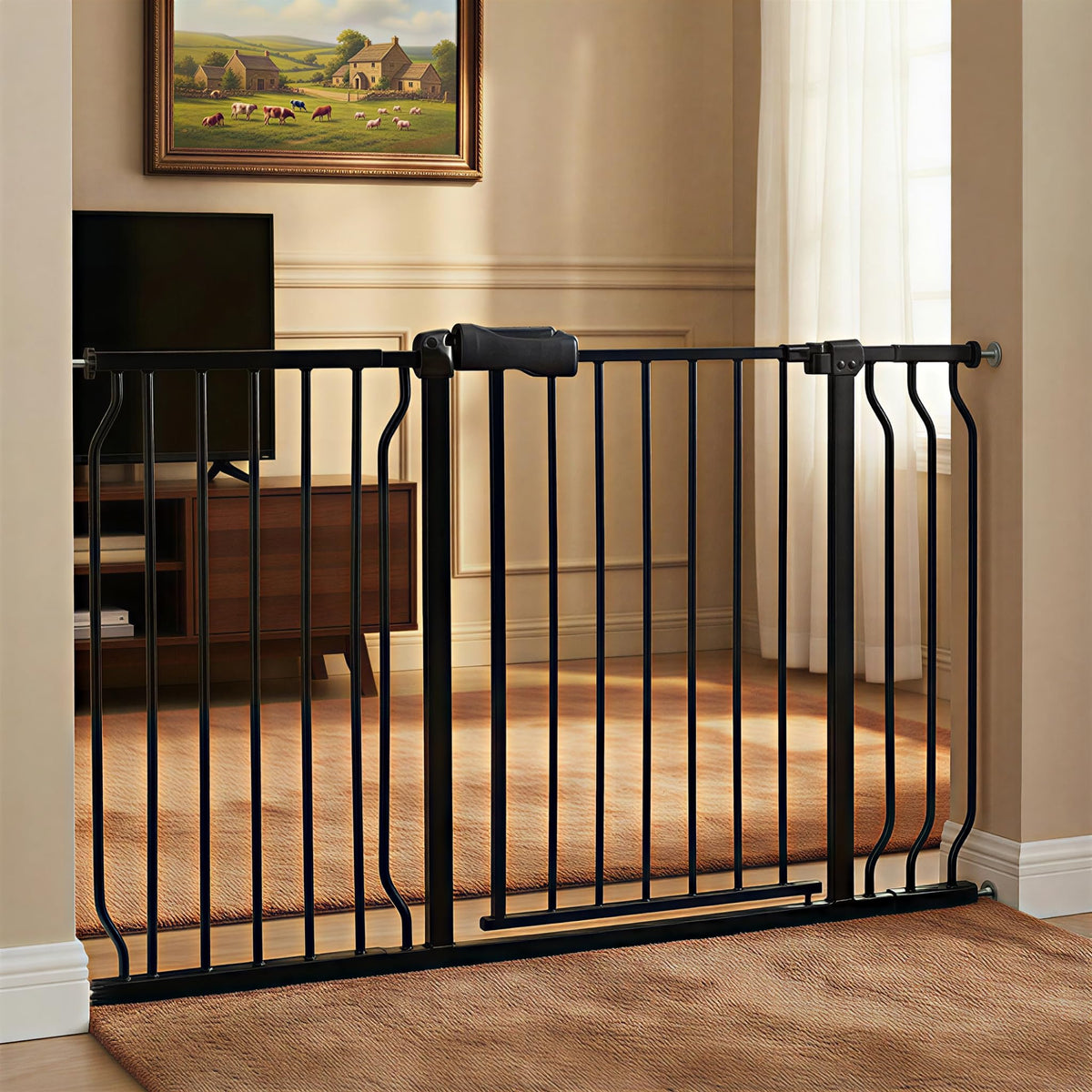 Vothco baby gate wide 48-53 inch fits large doorways without drilling