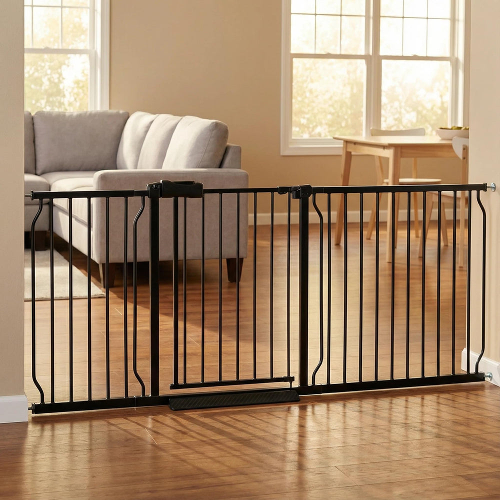 Vothco extra wide gate closed for safe doorway use and pet containment