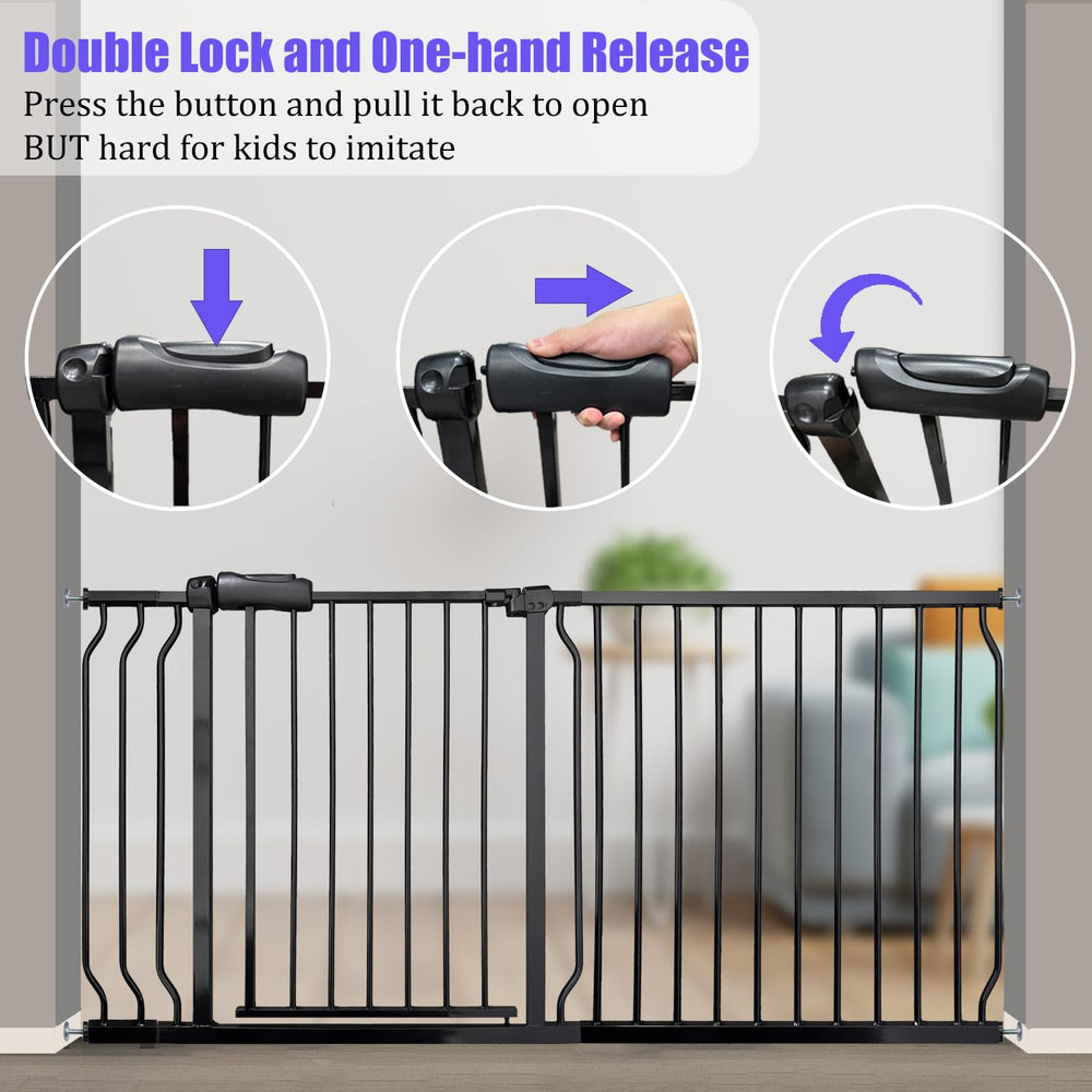 Vothco extra-wide gate keeps kids and pets safe at home.