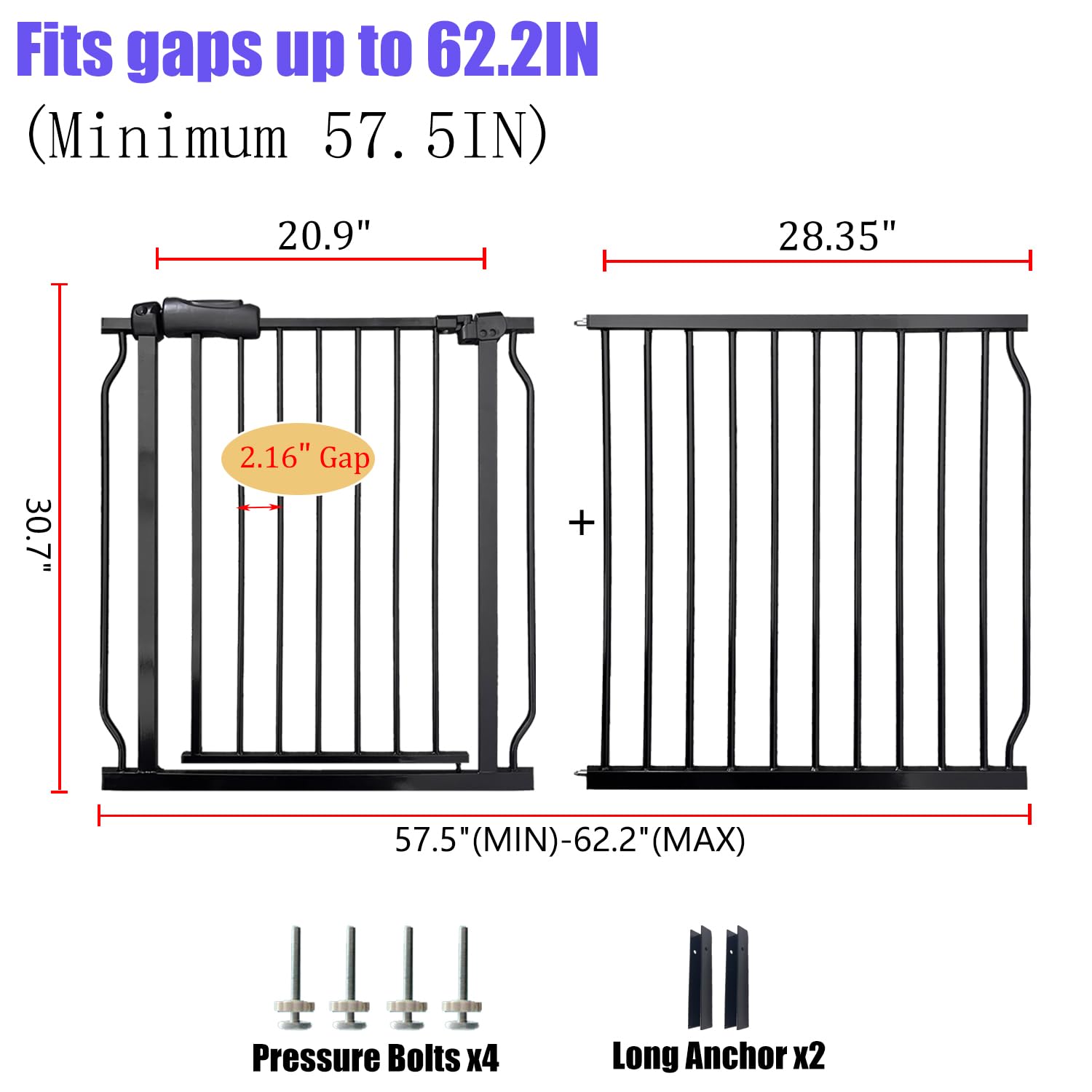 Vothco pressure-mounted gate with no drilling, quick setup in minutes.