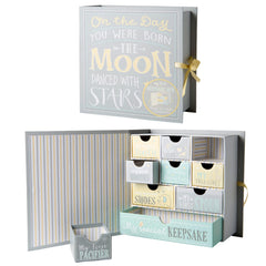 Votum Moon and Stars keepsake box front view, stylish bedside display for memories