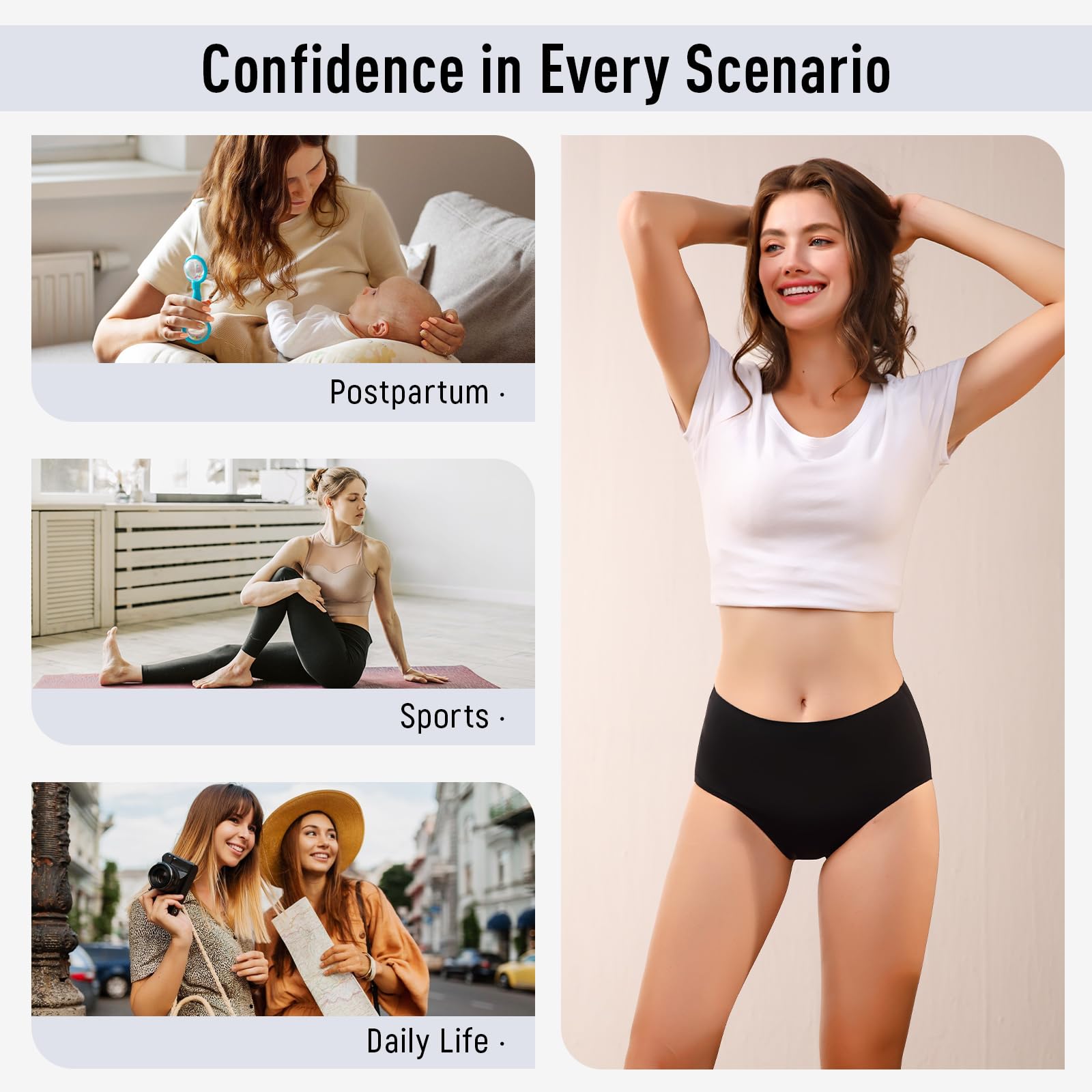 VOXSHE four-layer absorbent crotch detail shows protection