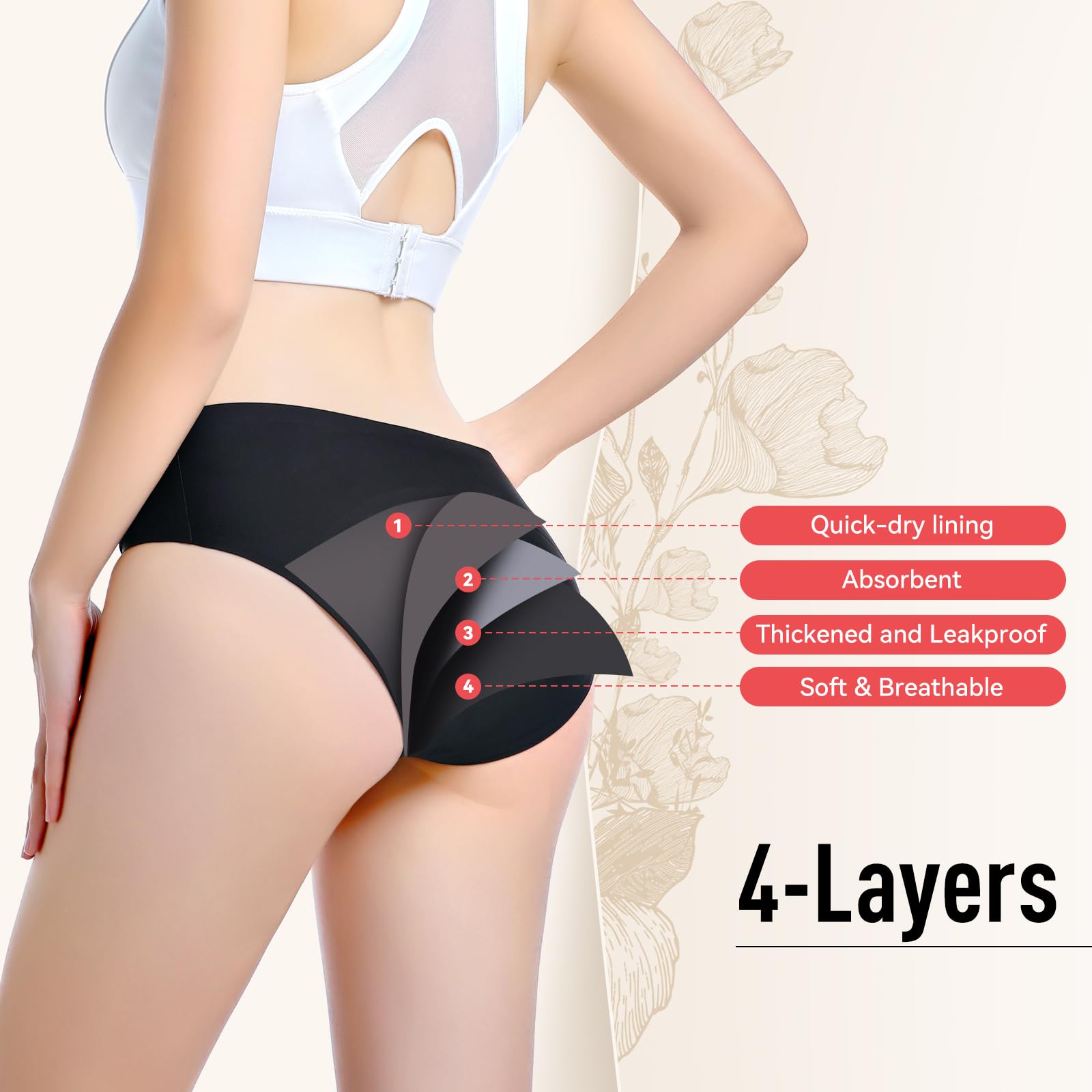 VOXSHE absorbent pad close-up demonstrates four-layer protection