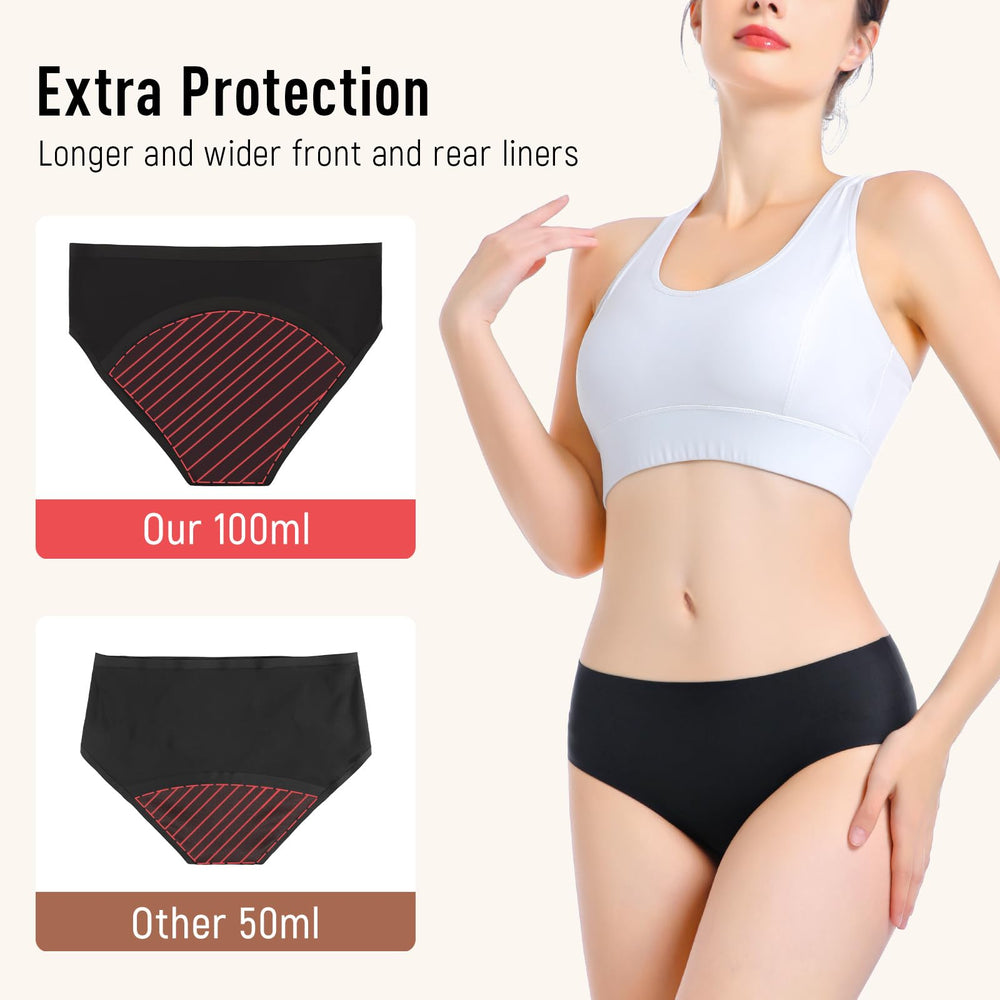 VOXSHE women's underwear back view shows leak-proof edges for secure fit