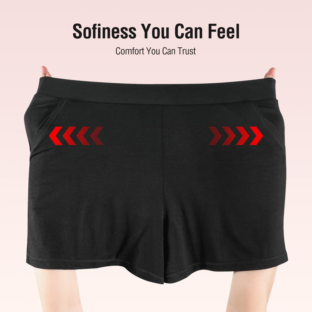 Voxshe overnight sleep shorts on model for comfortable bedtime protection