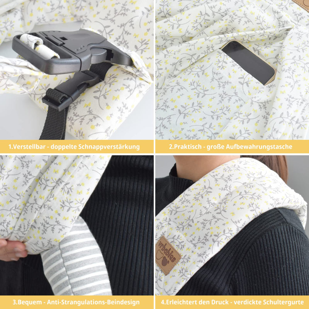 Vrbabies baby sling cotton pad bottom keeps baby's legs safe