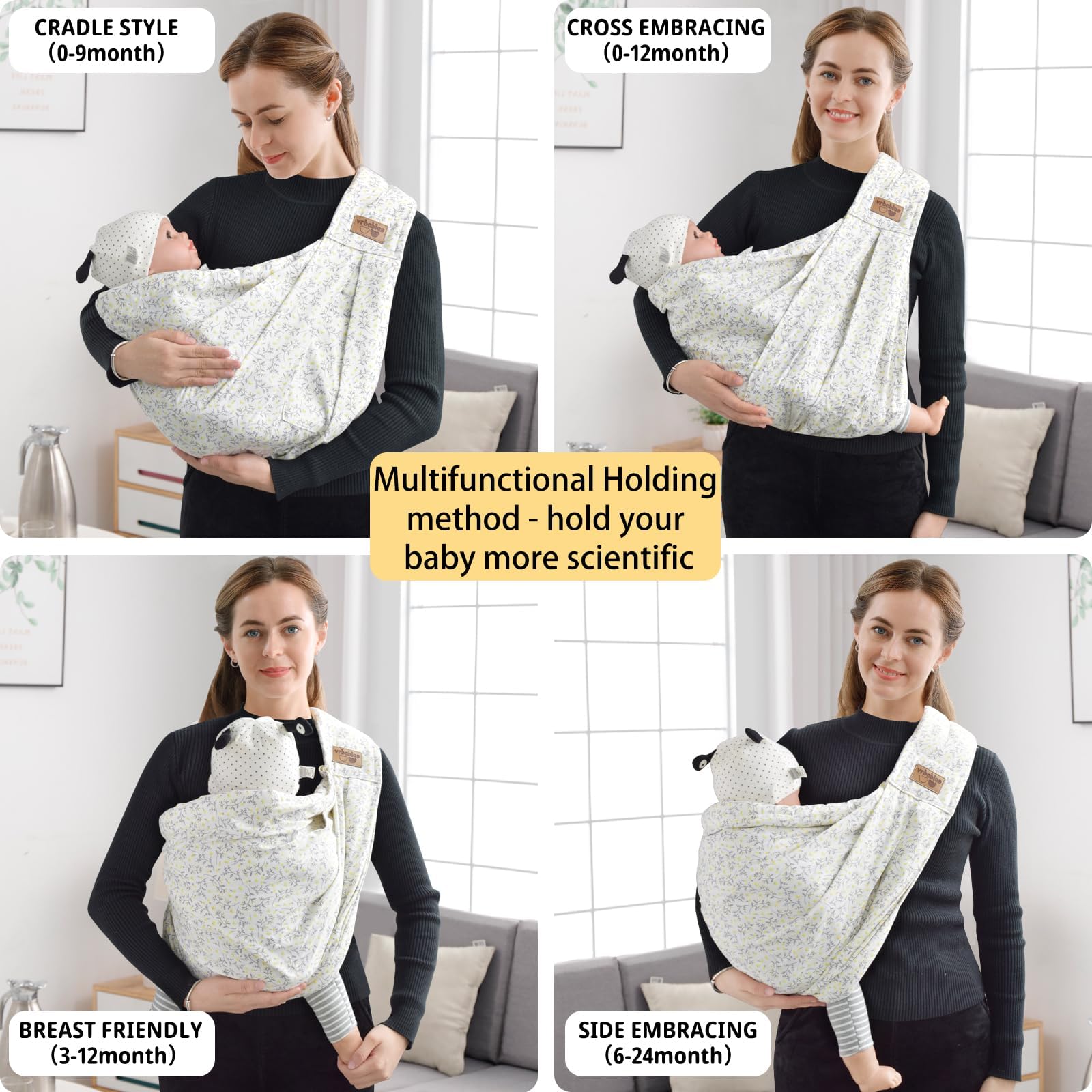 Vrbabies baby sling folded compact for easy travel