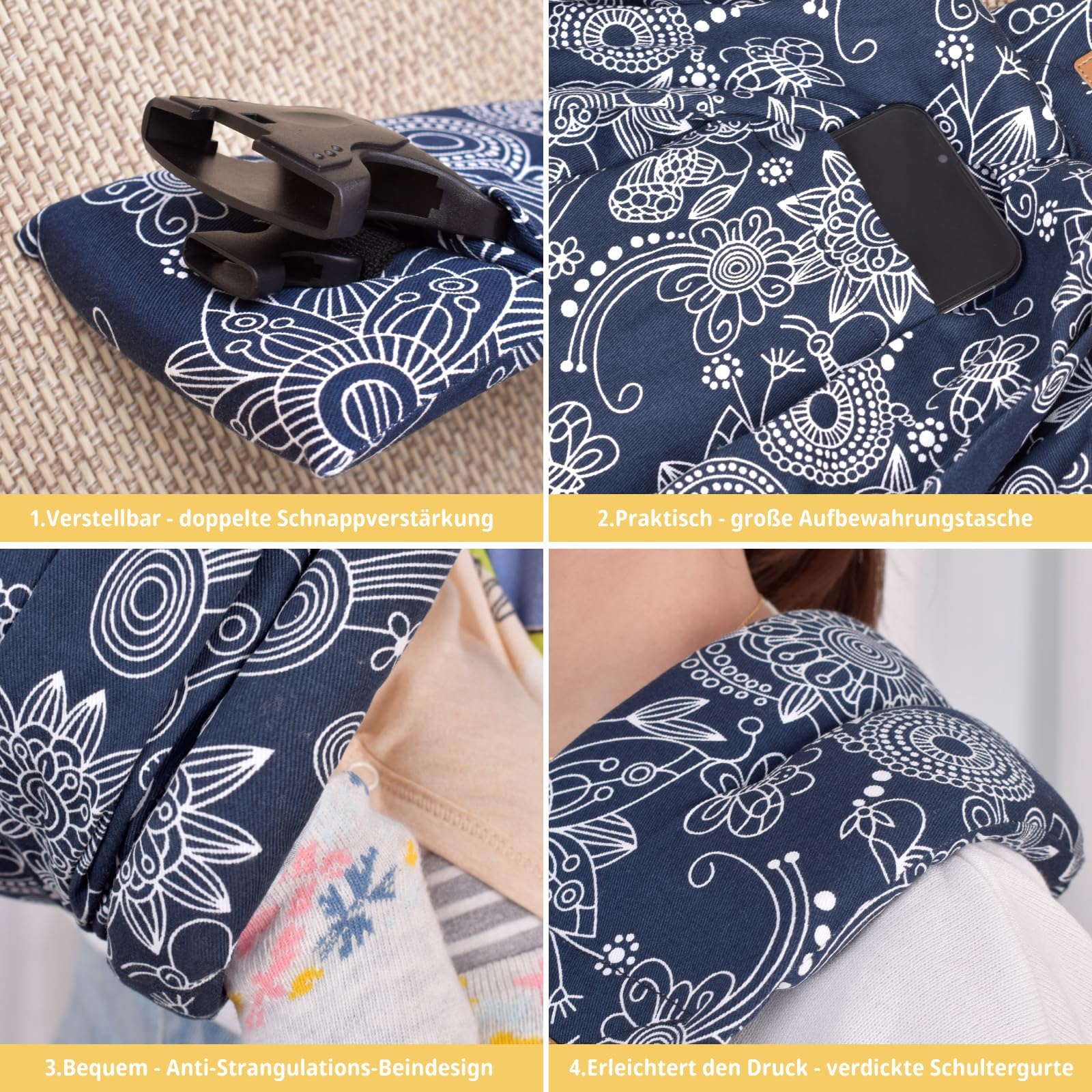 VRBabies Four-position sling supports different carries for growing babies and bonding.
