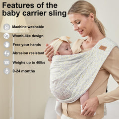 Vrbabies baby sling side hold demonstrates hands-free support