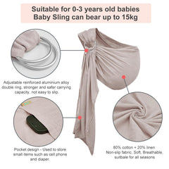 vrbabies Ring Sling aluminum rings close-up highlighting secure adjustability for comfortable all-day wear.