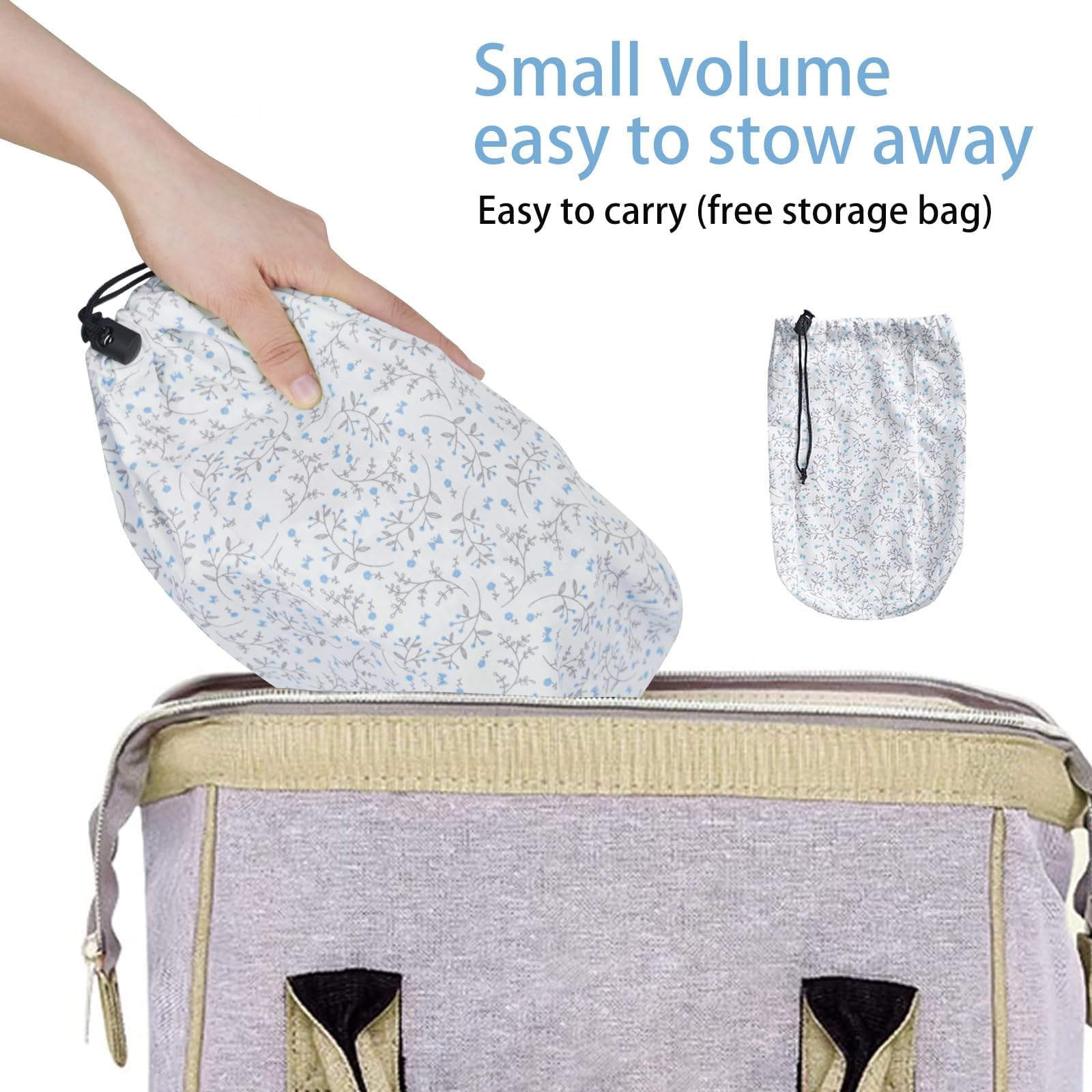 VRBabies hands-free convenience with blue flower sling for daily tasks.