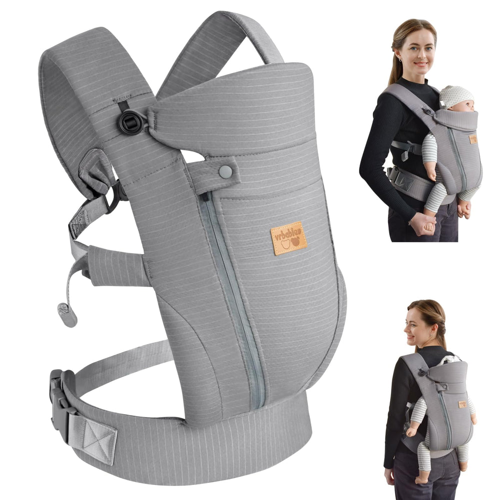 vrbabies ergonomic baby carrier in dark grey ideal for front carry.