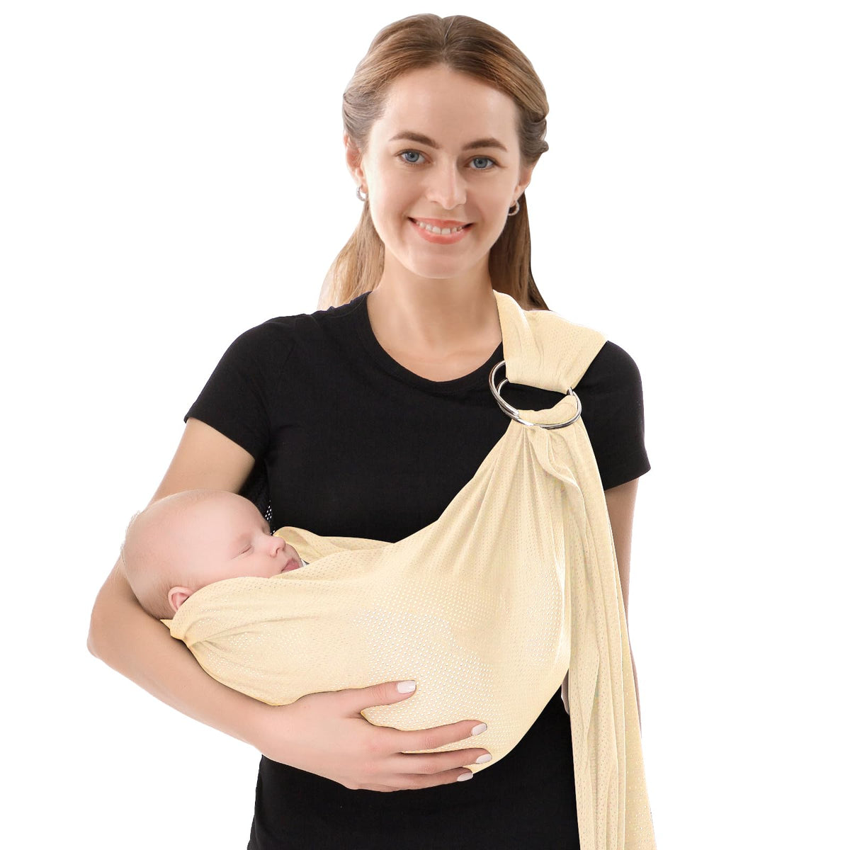 VRbabies Water Ring Sling Beige with breathable mesh for quick drying after water play.