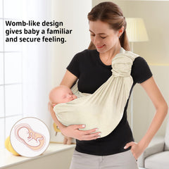 VRbabies Water Ring Sling Beige ergonomic M-position support for comfortable baby wear.