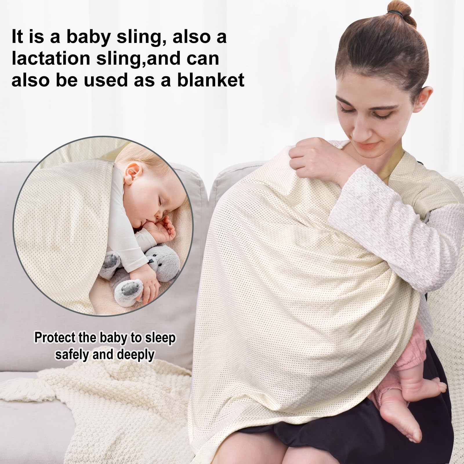 VRbabies Water Ring Sling Beige sun shade and nursing cover options on the move.