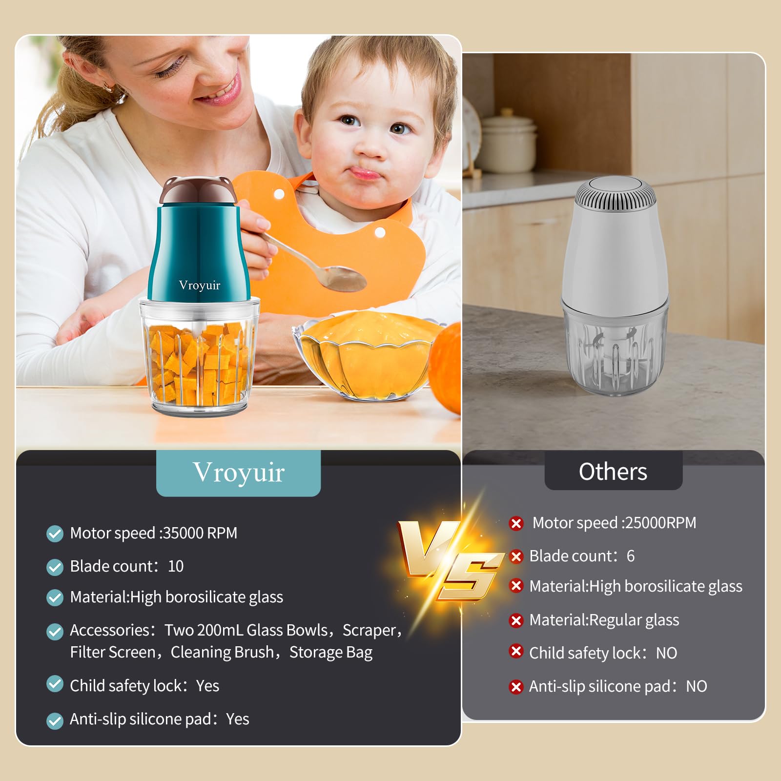 Vroyuir two 200ml glass bowls ideal for portioning and storage