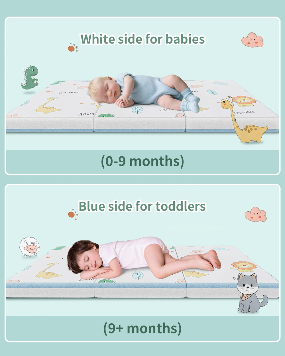 VRSHOAT high-density foam supports growing baby with cushioned balance and comfort.