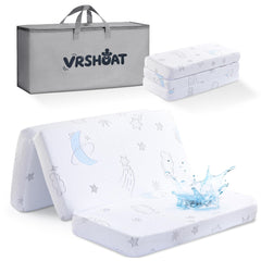 VRSHOAT Trifold Mattress folded in its compact bag for travel ease