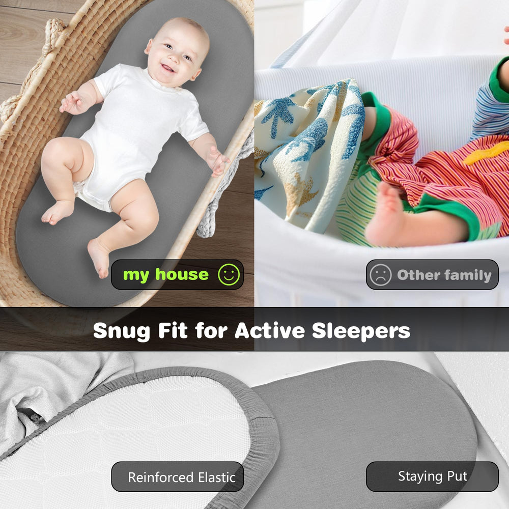 Vruelia easy-care bassinet sheets resist fading and shrinking