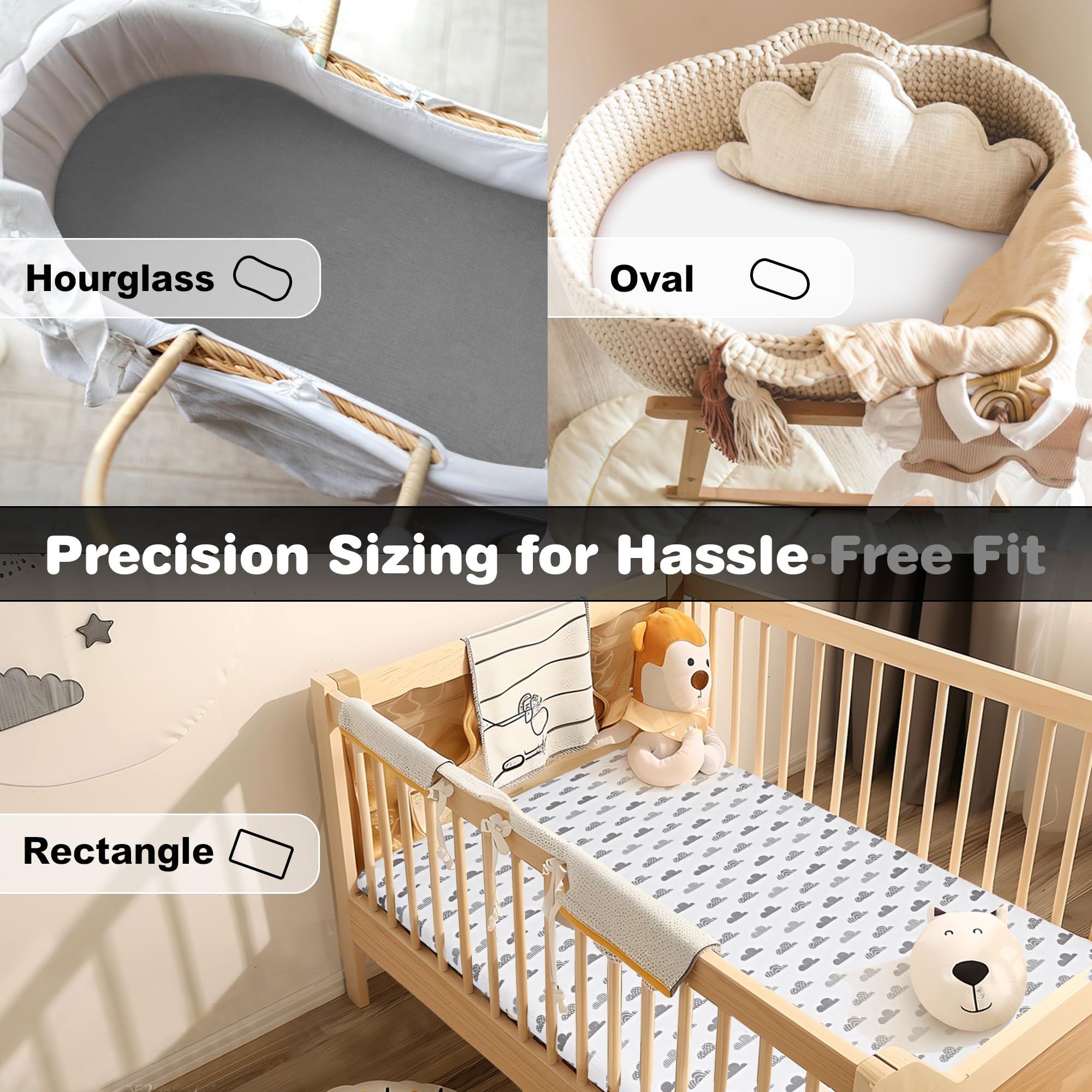 Vruelia breathable 400gsm muslin bassinet sheets