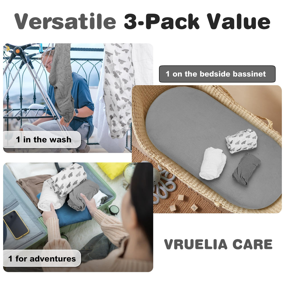 Vruelia versatile nursery sheets for bedside and travel