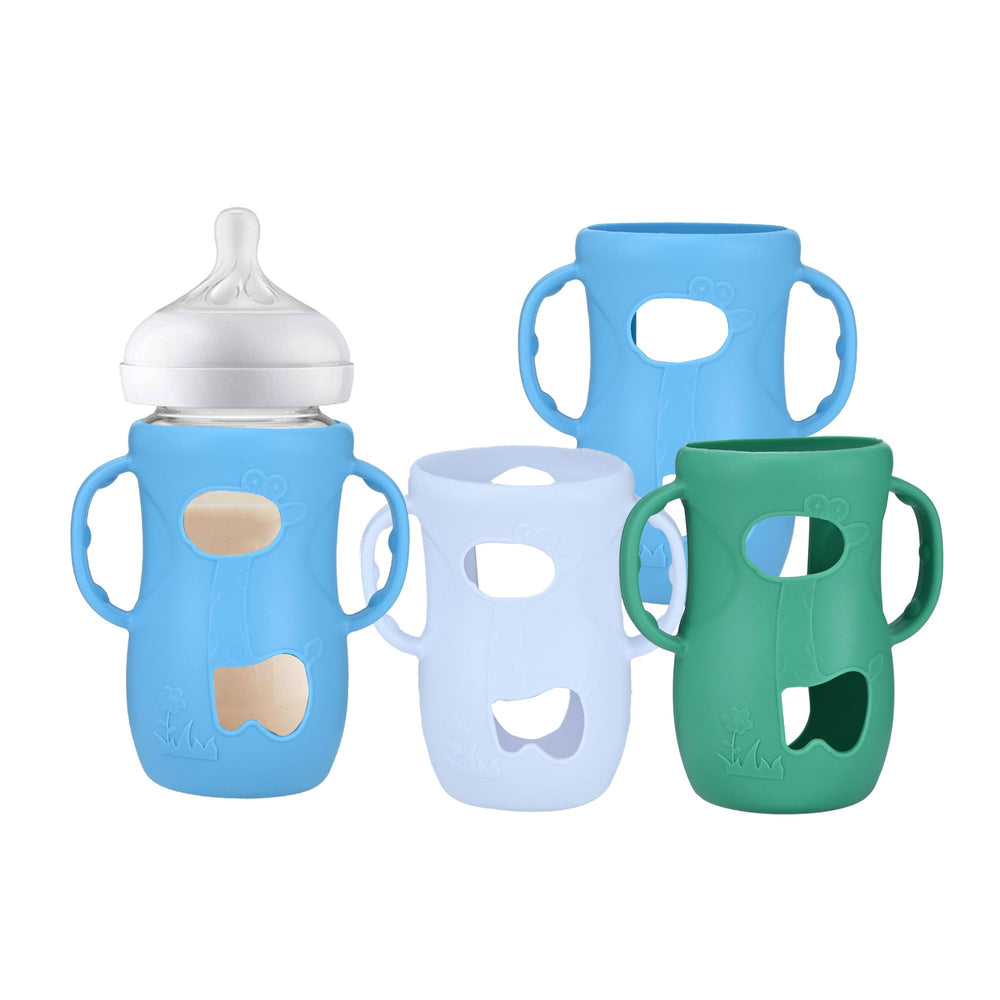Vrufamt grip sleeve for Philips Avent 8oz bottle improves secure handling.