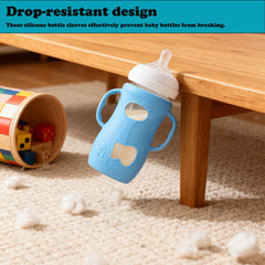 Vrufamt protective sleeve shields glass bottle from accidental slips.