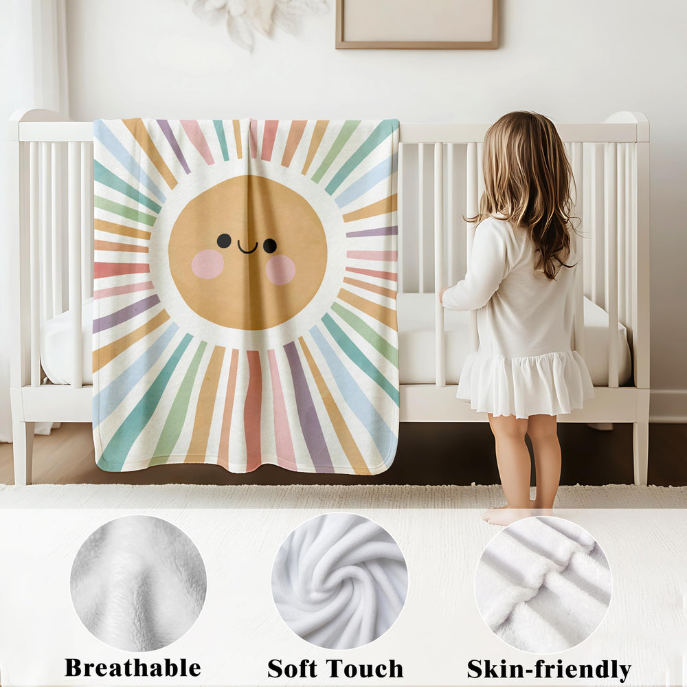 VRW Kids Blanket with cheerful sun design for sofa throws and nap time.